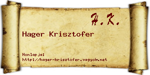 Hager Krisztofer névjegykártya